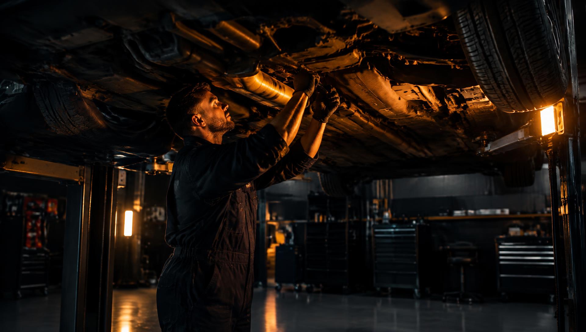 Mechanic working on a car at JM Automotive
